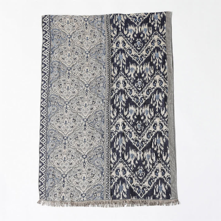 Buddha Stones Fall Winter Reversible Paisley Geometric Tassel Men's Scarf - image 11