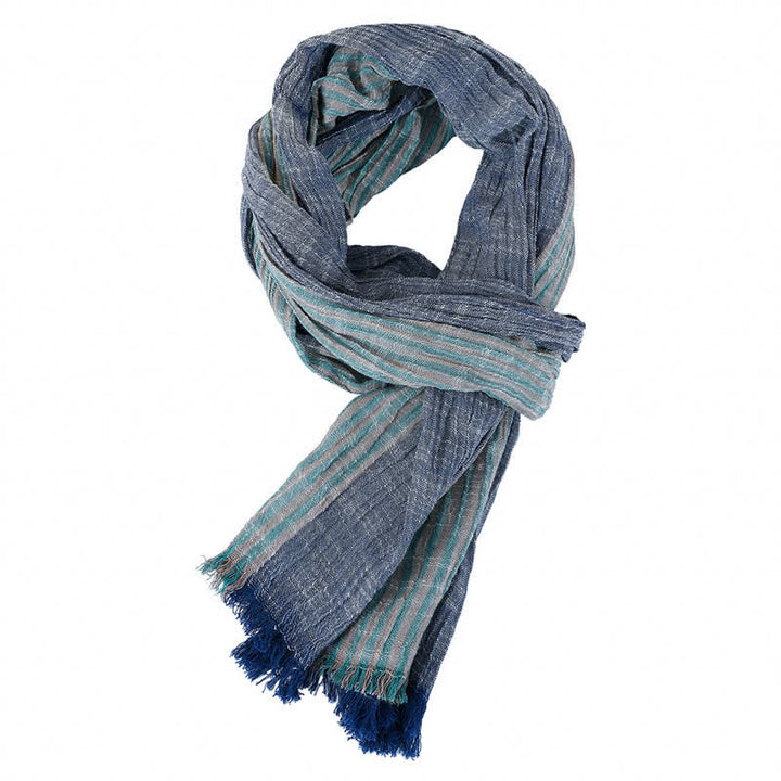 Buddha Stones Spring Fall Striped Color Block Stripe Tassel Travel Men's Scarf - SteelBlue Green - Approx. 27.6 in × 70.9 in / 70 × 180 cm - image 26