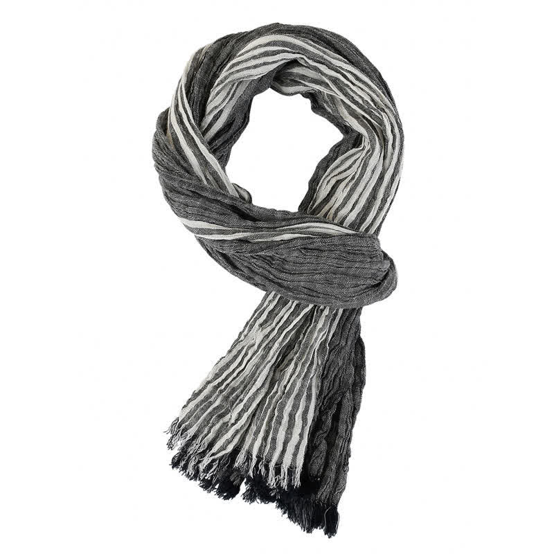 Buddha Stones Spring Fall Striped Color Block Stripe Tassel Travel Men's Scarf - Dark Gray - Approx. 27.6 in × 70.9 in / 70 × 180 cm - image 10