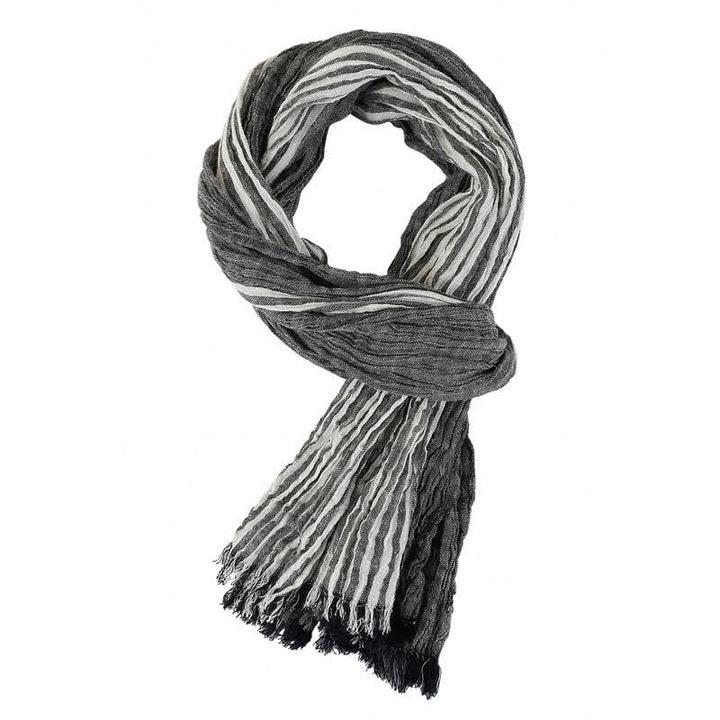 Buddha Stones Spring Fall Striped Color Block Stripe Tassel Travel Men's Scarf - Dark Gray - Approx. 27.6 in × 70.9 in / 70 × 180 cm - image 10