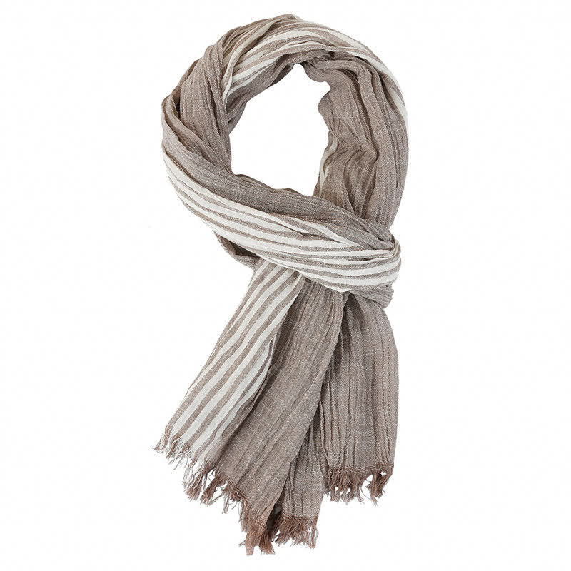 Buddha Stones Spring Fall Striped Color Block Stripe Tassel Travel Men's Scarf - Khaki - Approx. 27.6 in × 70.9 in / 70 × 180 cm - image 7