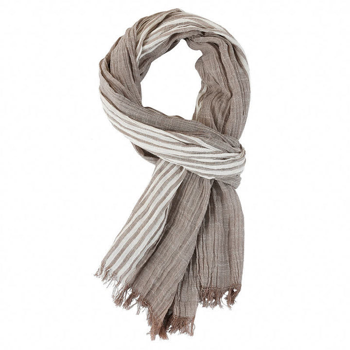 Buddha Stones Spring Fall Striped Color Block Stripe Tassel Travel Men's Scarf - Khaki - Approx. 27.6 in × 70.9 in / 70 × 180 cm - image 7