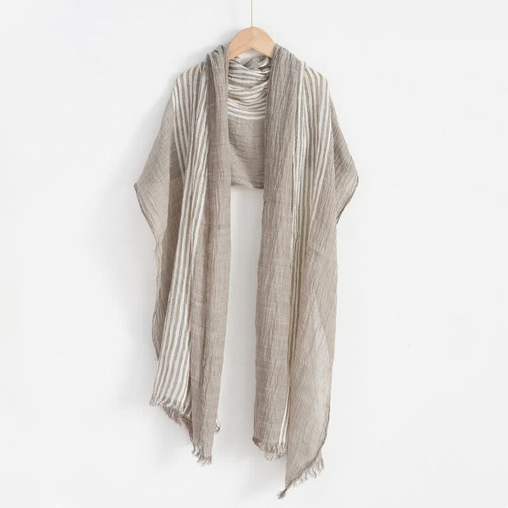 Buddha Stones Spring Fall Striped Color Block Stripe Tassel Travel Men's Scarf - image 8