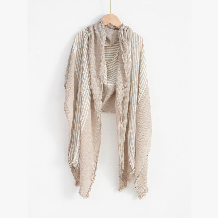 Buddha Stones Spring Fall Striped Color Block Stripe Tassel Travel Scarf - image 17