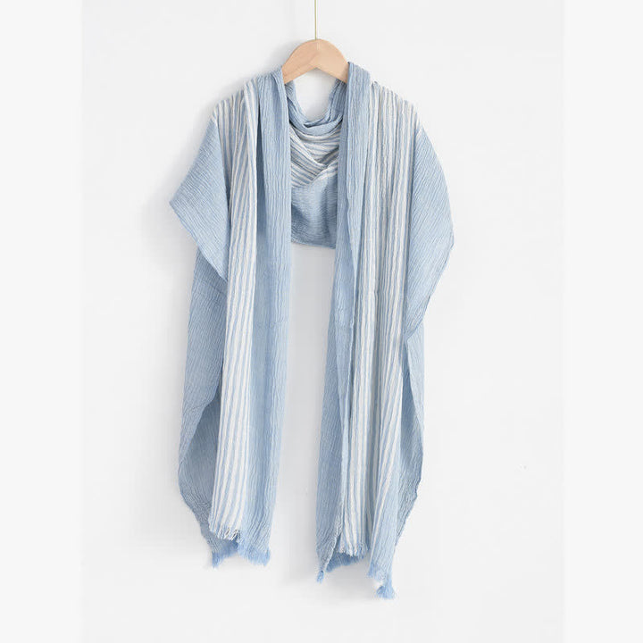 Buddha Stones Spring Fall Striped Color Block Stripe Tassel Travel Men's Scarf - image 14