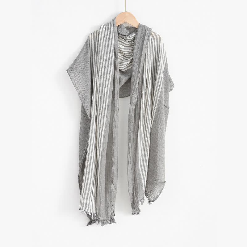 Buddha Stones Spring Fall Striped Color Block Stripe Tassel Travel Men's Scarf - image 24