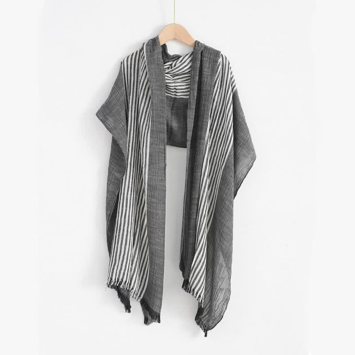 Buddha Stones Spring Fall Striped Color Block Stripe Tassel Travel Men's Scarf - image 11
