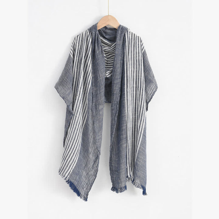 Buddha Stones Spring Fall Striped Color Block Stripe Tassel Travel Men's Scarf - image 5