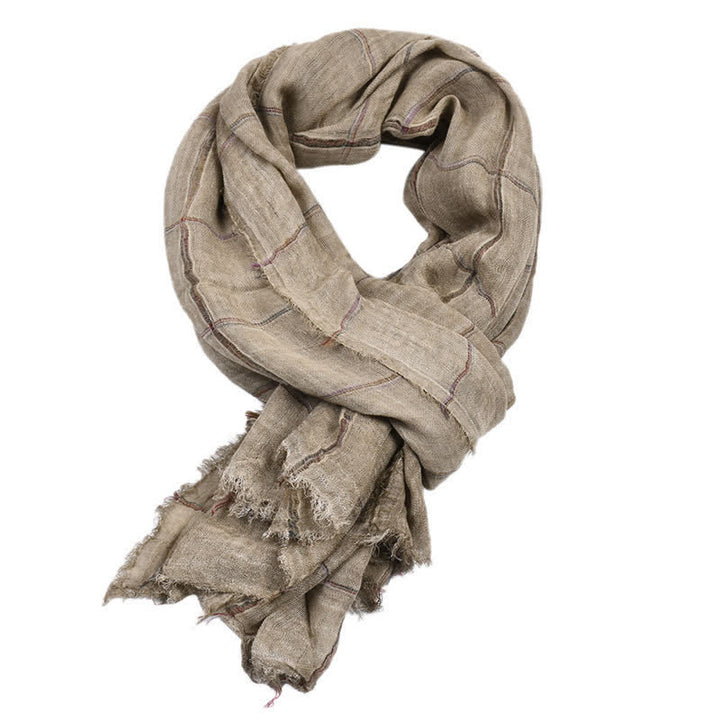 Buddha Stones Spring Fall Plaid Checkered Pattern Casual Men's Scarf - Tan - Approx. 39.4 in × 74.8 in / 100 × 190 cm - image 12