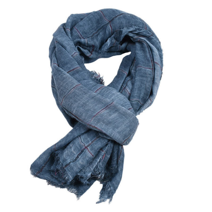 Buddha Stones Spring Fall Plaid Checkered Pattern Casual Men's Scarf - SteelBlue - Approx. 39.4 in × 74.8 in / 100 × 190 cm - image 4