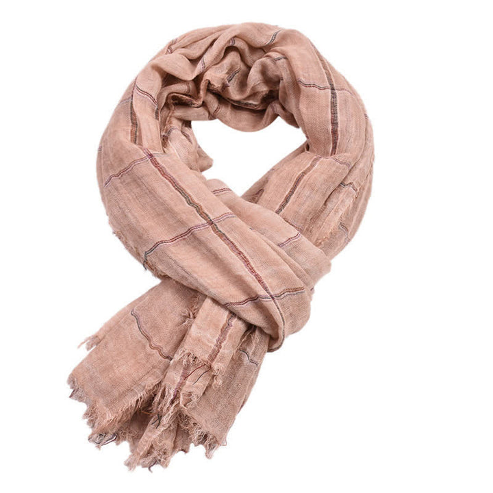 Buddha Stones Spring Fall Plaid Checkered Pattern Casual Men's Scarf - MistyRose - Approx. 39.4 in × 74.8 in / 100 × 190 cm - image 8