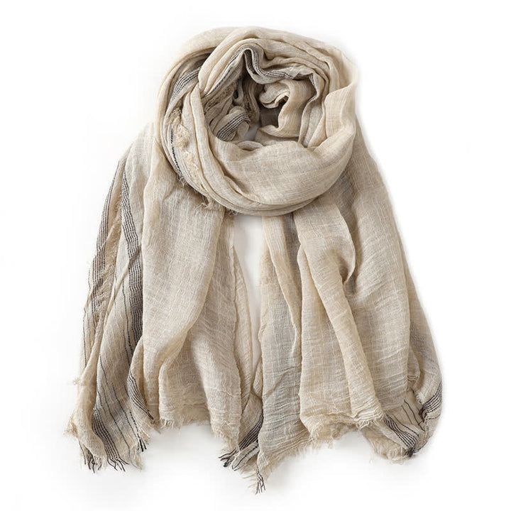 Buddha Stones Spring Fall Crinkled Frayed Edge Wrap Men's Scarf - Wheat - Approx. 78.7 in × 29.5 in / 200 × 75 cm - image 9