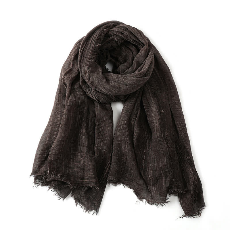 Buddha Stones Spring Fall Crinkled Frayed Edge Wrap Men's Scarf - SaddleBrown - Approx. 78.7 in × 29.5 in / 200 × 75 cm - image 12