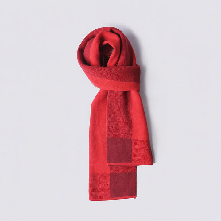 Buddha Stones Fall Winter Knit Geometric Color Block Cozy Men's Scarf - Crimson - Approx. 180cm*30cm - image 11