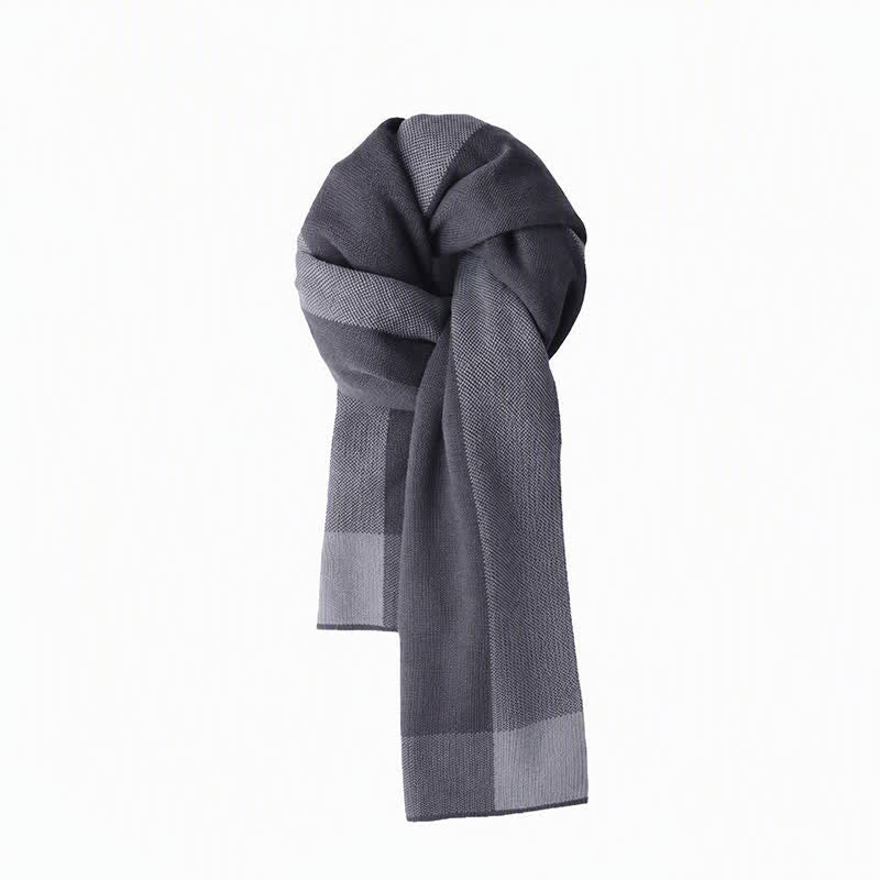 Buddha Stones Fall Winter Knit Geometric Color Block Cozy Men's Scarf - DimGray - Approx. 180cm*30cm - image 0