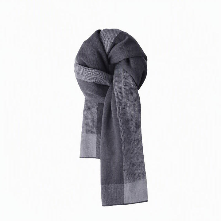 Buddha Stones Fall Winter Knit Geometric Color Block Cozy Men's Scarf - DimGray - Approx. 180cm*30cm - image 0