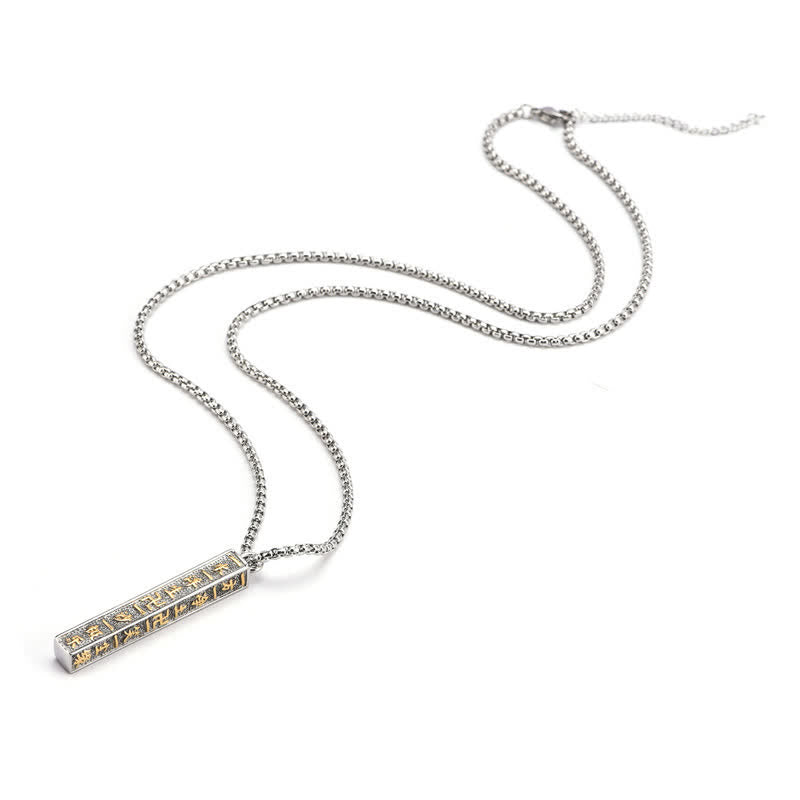 Buddha Stones Titanium Steel Om Mani Padme Hum Peace Cylinder Necklace - image 2