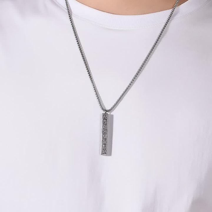 Buddha Stones Titanium Steel Om Mani Padme Hum Peace Cylinder Necklace - image 6