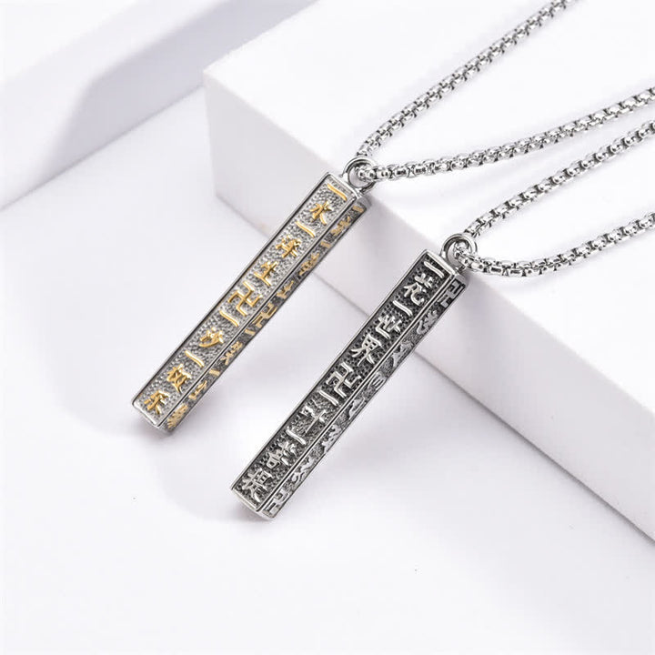 Buddha Stones Titanium Steel Om Mani Padme Hum Peace Cylinder Necklace - image 8