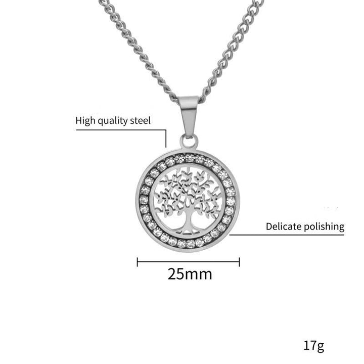 Buddha Stones Titanium Steel Tree of Life Connection Round Pendant Necklace - image 3