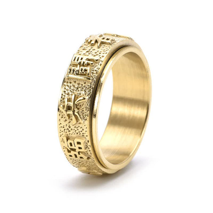 Buddha Stones Titanium Steel Yin Yang Bagua Balance Rotating Ring - Gold - US12 - image 1
