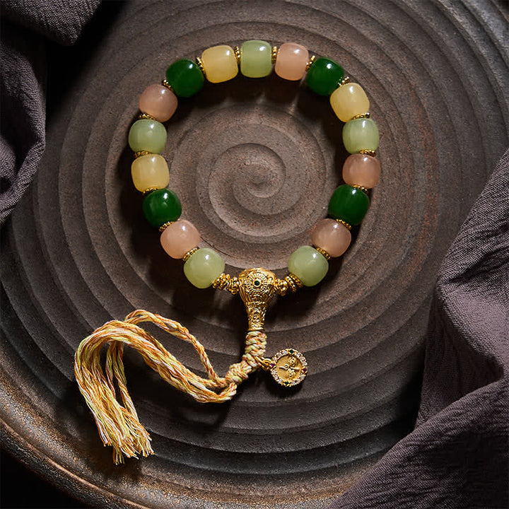 Buddha Stones Cyan Jade Quartzite Jade Harmony Rounded Rectangle Bead Bracelet - image 1