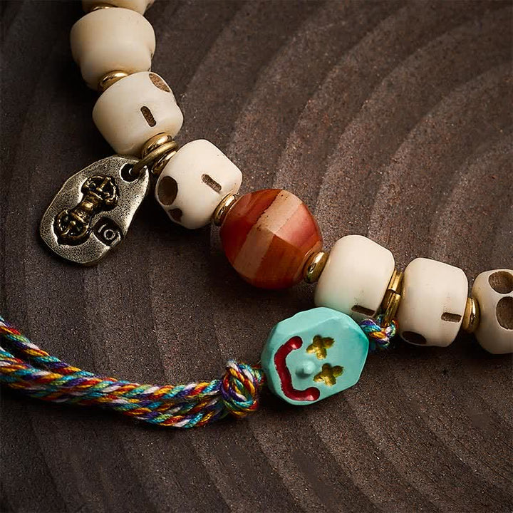 Buddha Stones Tibetan Bone Beads Lord of the Corpse Forest Skull Pattern Grounding Bracelet - image 5