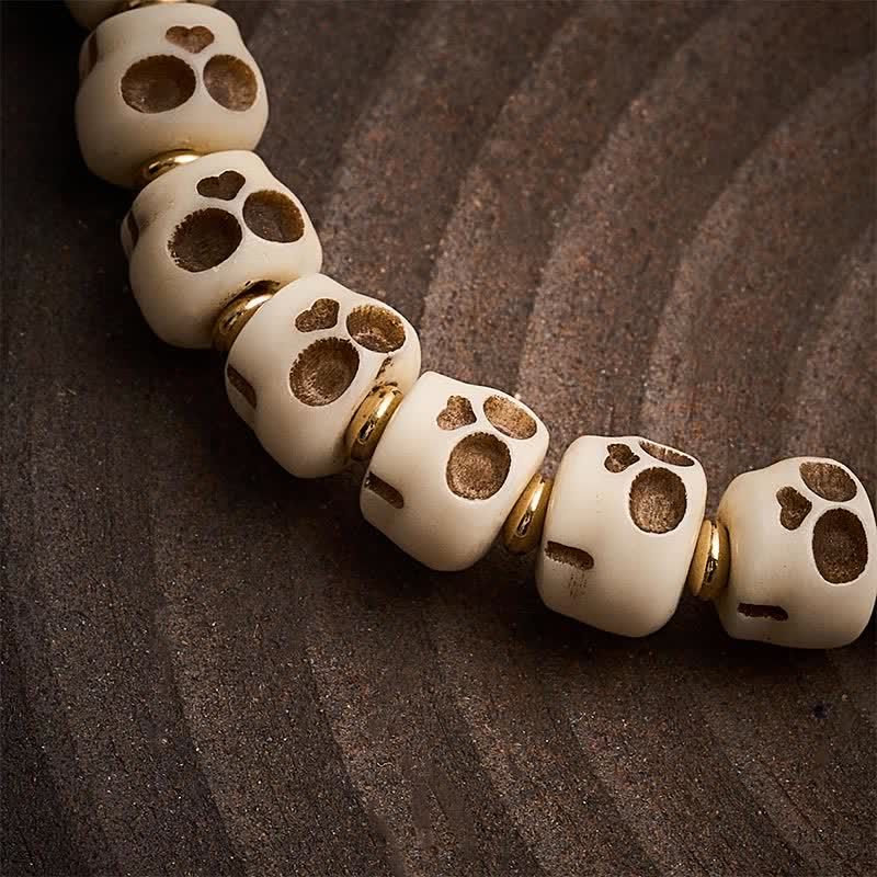 Buddha Stones Tibetan Bone Beads Lord of the Corpse Forest Skull Pattern for Protection and Courage Bracelet - image 4