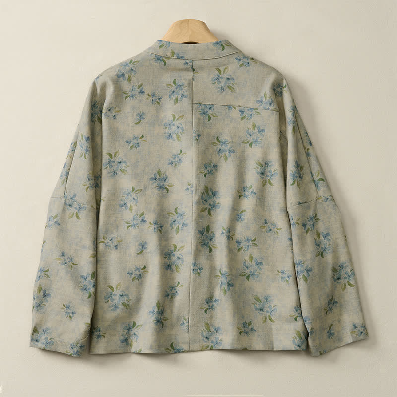 Buddha Stones Fall Vintage Tang Style Frog Button Floral Women's Jacket With Pockets - image 16