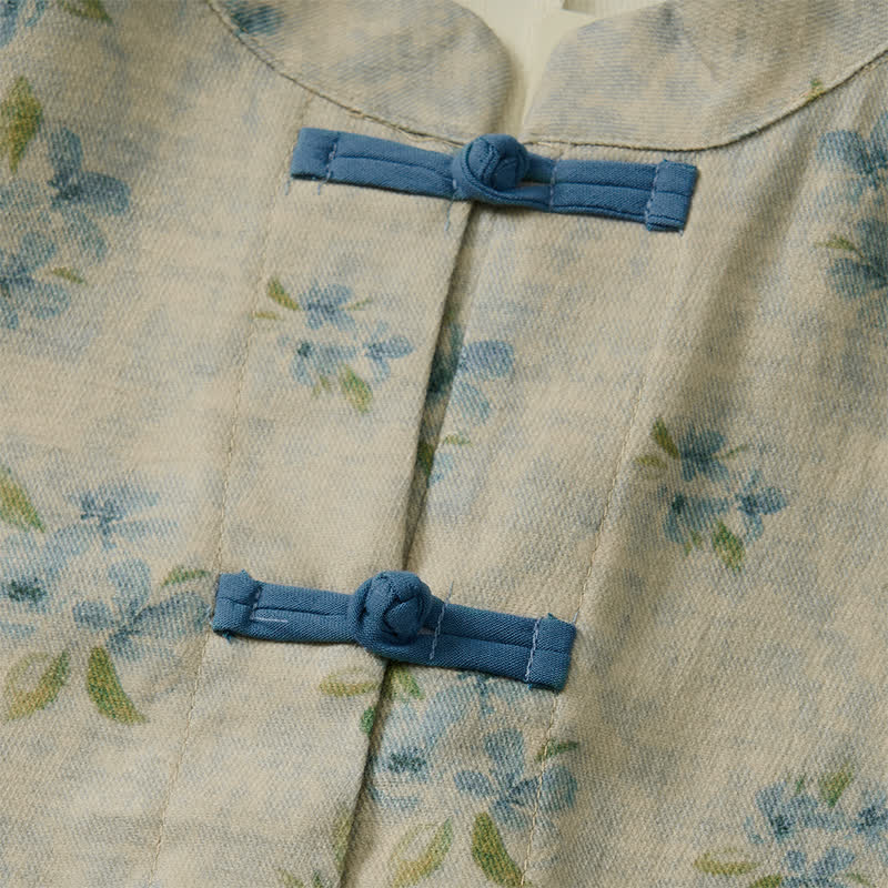 Buddha Stones Fall Vintage Tang Style Frog Button Floral Women's Jacket With Pockets - image 18