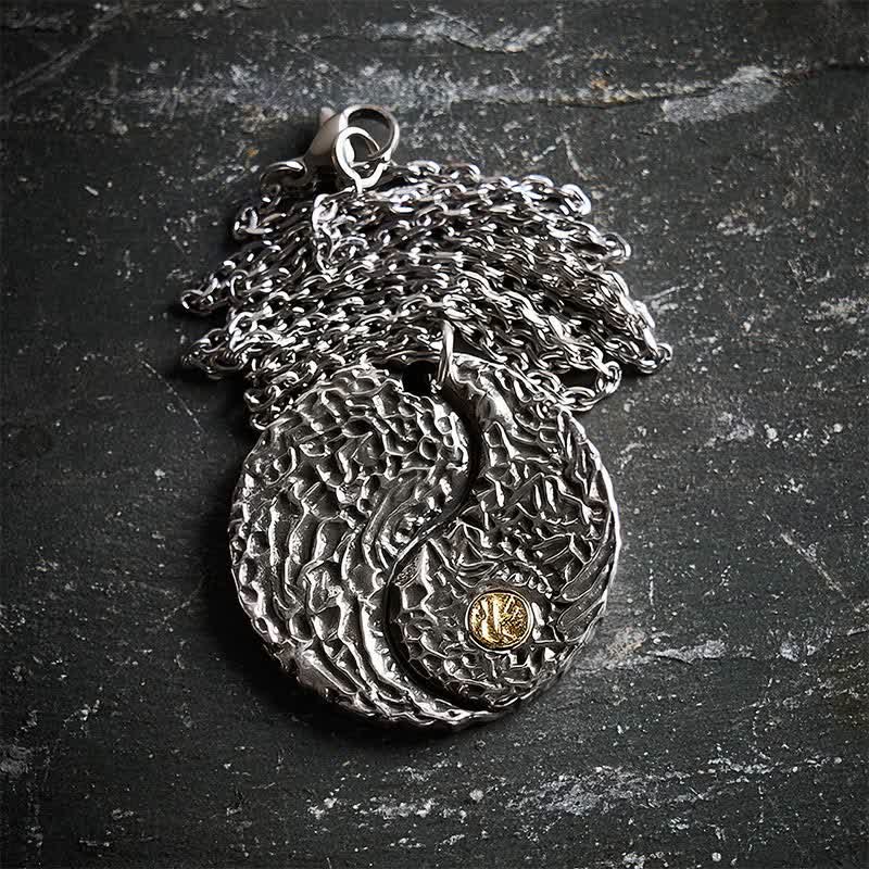 Buddha Stones Copper Yin Yang Balance Round Engraved Pendant Necklace - image 3