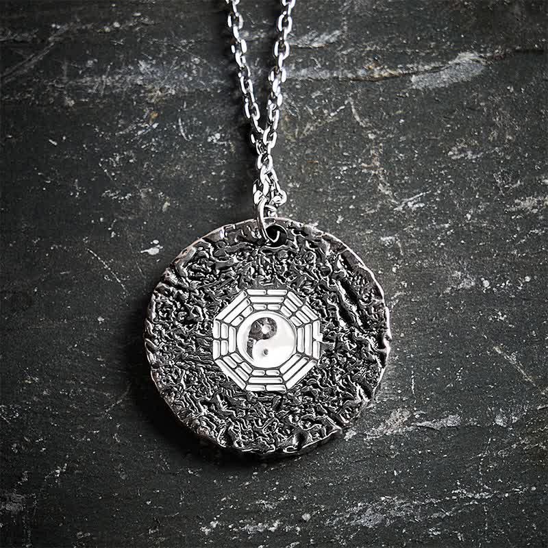 Buddha Stones Copper Yin Yang Balance Round Engraved Pendant Necklace - image 2