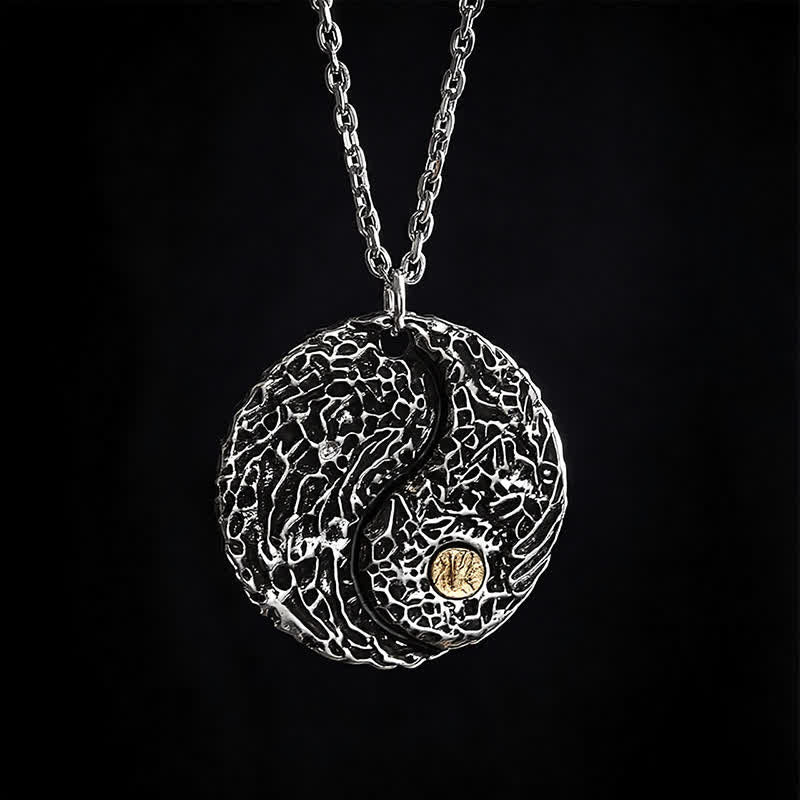 Buddha Stones Copper Yin Yang Balance Round Engraved Pendant Necklace - image 9