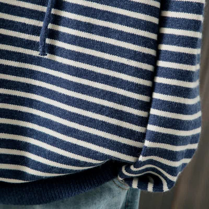 Buddha Stones Fall Winter Casual Classic Drawstring Striped Cotton Women's Hoodie - image 10
