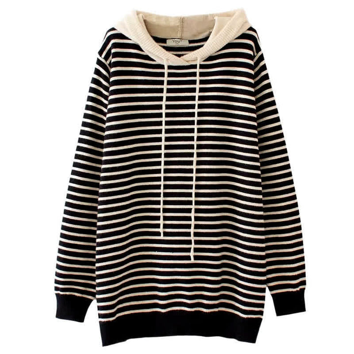 Buddha Stones Fall Winter Casual Classic Drawstring Striped Cotton Women's Hoodie - image 12