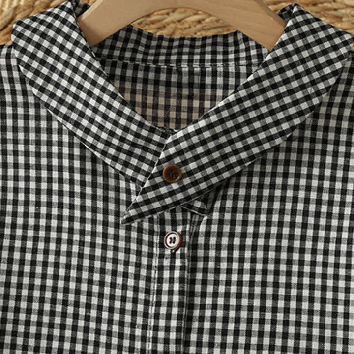 Buddha Stones Fall Vintage Button-Up Black and White Gingham Women's Long Sleeve Dress With Pockets - image 2