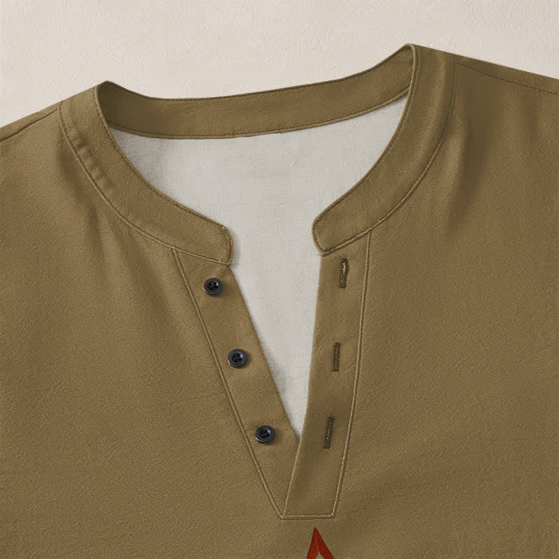 Buddha Stones Cotton Tribal Multicolored Geometric Pattern V-Neck Buttons Men's Long Sleeve Shirts - image 18