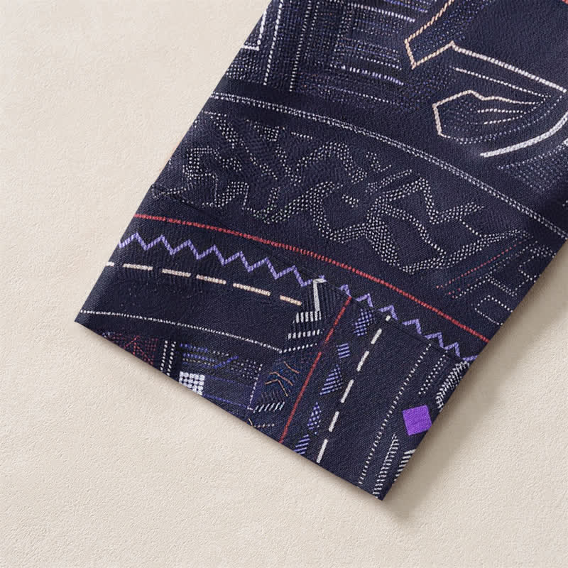 Buddha Stones Cotton Tribal Mandala Pattern V-Neck Buttons Men's Long Sleeve Shirts - image 5