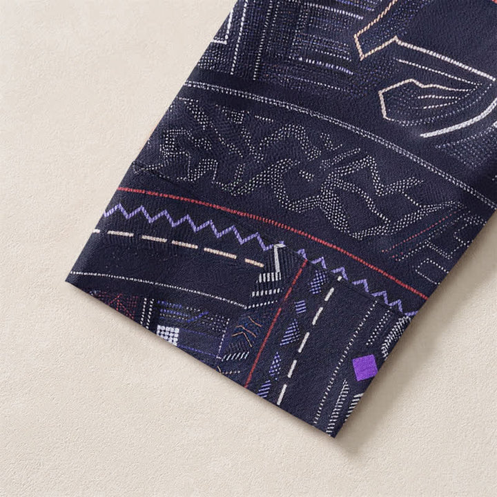 Buddha Stones Cotton Tribal Mandala Pattern V-Neck Buttons Men's Long Sleeve Shirts - image 5