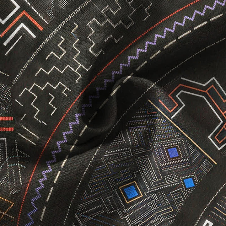 Buddha Stones Cotton Tribal Mandala Pattern V-Neck Buttons Men's Long Sleeve Shirts - image 20