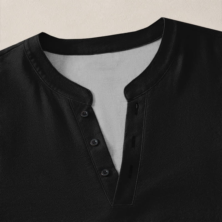 Buddha Stones Cotton Ocean Wave Spiral Pattern V-Neck Buttons Men's Long Sleeve Shirts - image 18