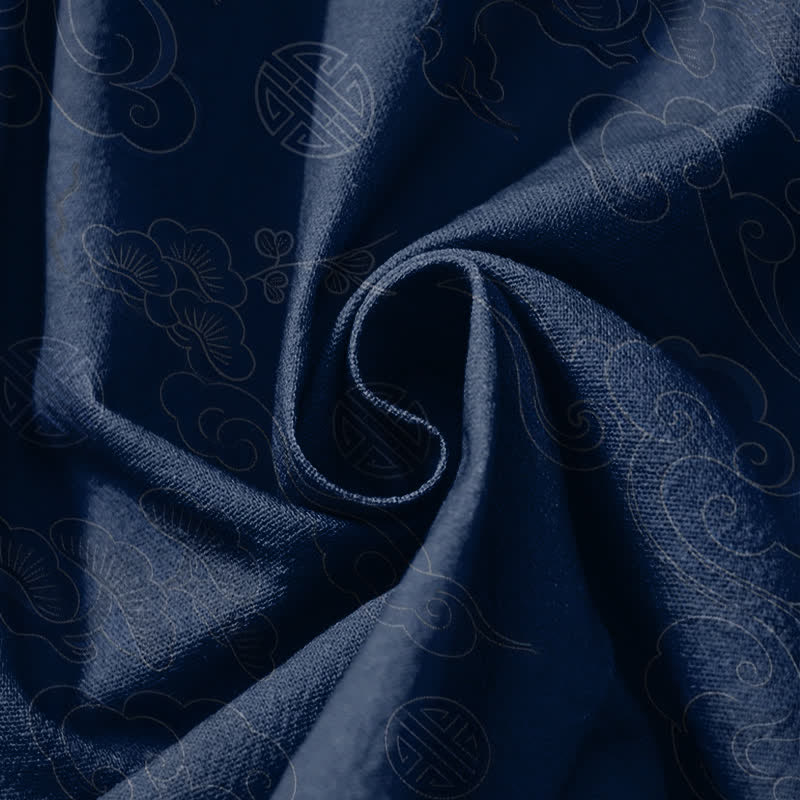 Buddha Stones Pure Cotton Traditional Cloud Medallion Pattern Drawstring Men's Harem Pants With Pockets - image 17