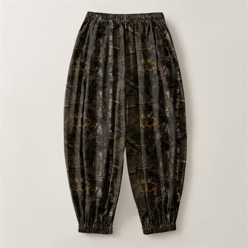 Buddha Stones Pure Cotton Marble Camo Pattern Drawstring Men's Harem Pants With Pockets - image 2