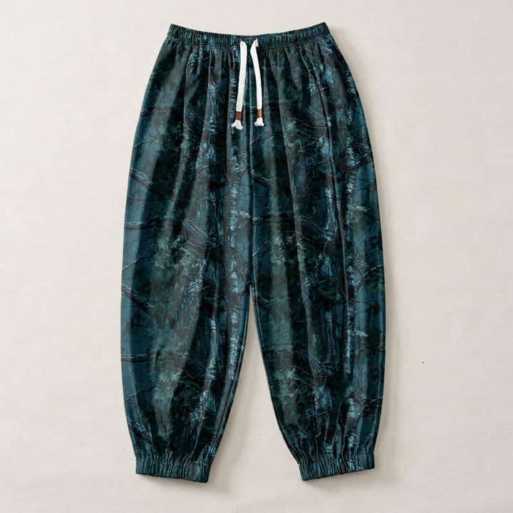 Buddha Stones Pure Cotton Marble Camo Pattern Drawstring Men's Harem Pants With Pockets - image 7