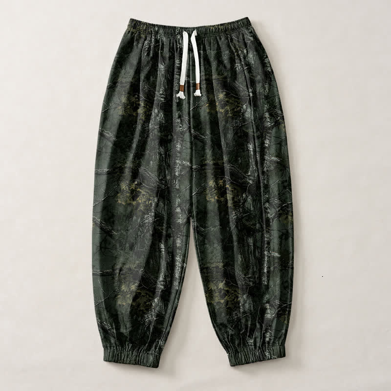 Buddha Stones Pure Cotton Marble Camo Pattern Drawstring Men's Harem Pants With Pockets - image 13