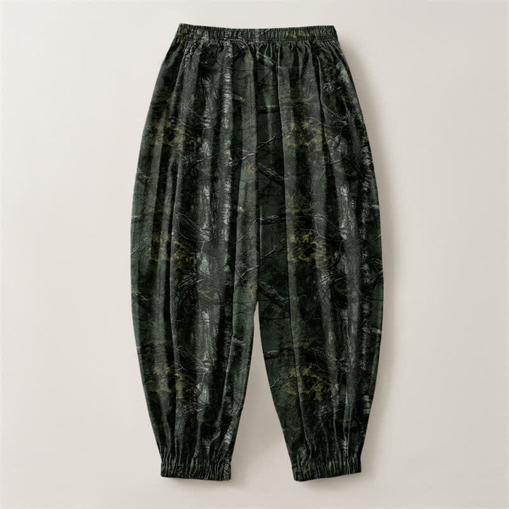 Buddha Stones Pure Cotton Marble Camo Pattern Drawstring Men's Harem Pants With Pockets - image 14