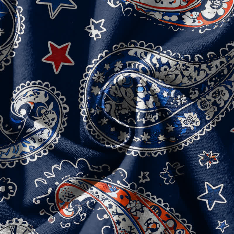 Buddha Stones Pure Cotton Paisley Star Pattern Drawstring Men's Harem Pants With Pockets - image 5