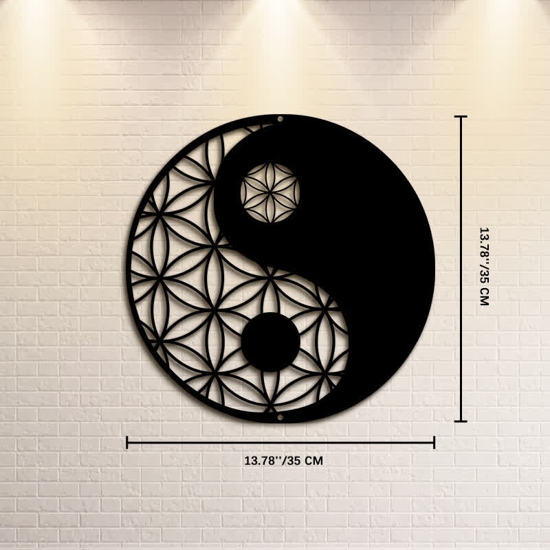 Buddha Stones Minimalist Yin Yang Balance Iron Metal Wall Decor - Approx. 35cm x 35cm x 0.1cm / 13.78in x 13.78in x 0.04in - image 6