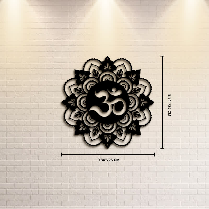 Buddha Stones Sacred OM Mandala Mindfulness Round Iron Metal Wall Decor - Approx. 25cm x 25cm x 0.1cm / 9.84in x 9.84in x 0.04in - image 2