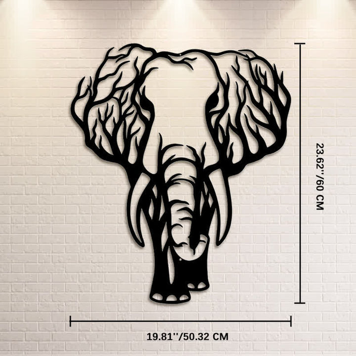 Buddha Stones Minimalist Elephant Head Line Design Iron Metal Wall Decor - Approx. 50.32cm x 60cm x 0.12cm / 19.81in x 23.62in x 0.05in - image 13